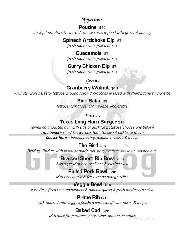 Gray Dog Deli - Mineral Point, WI menu_pic