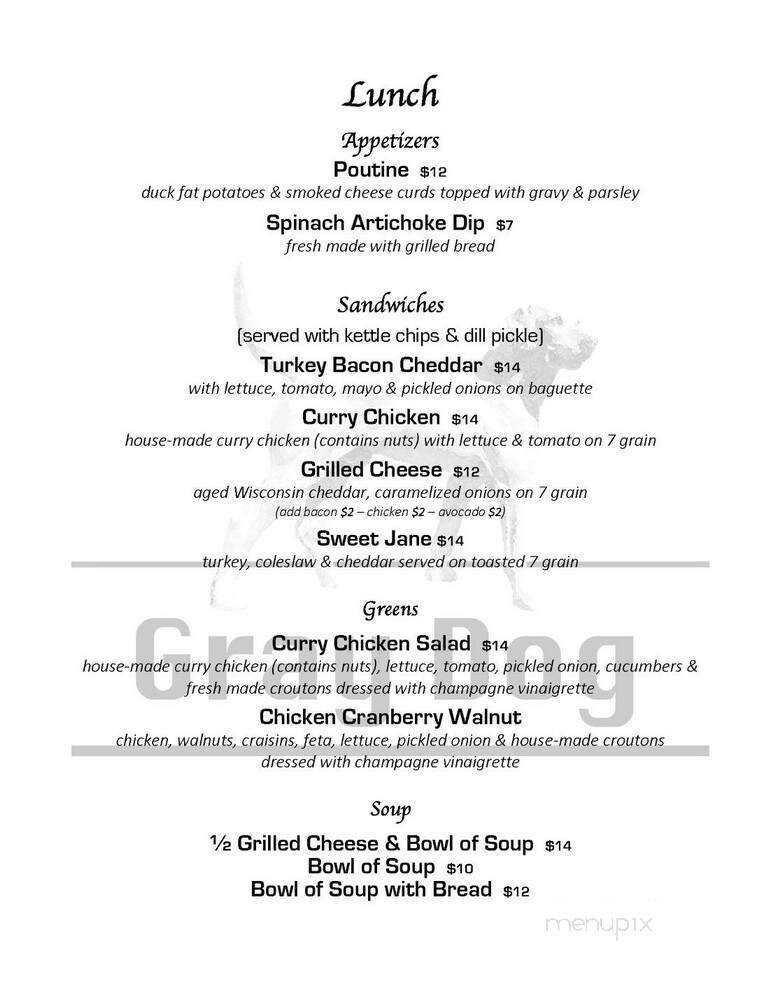 Gray Dog Deli - Mineral Point, WI menu_pic