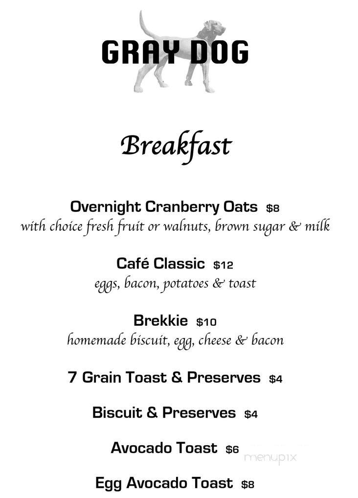 Gray Dog Deli - Mineral Point, WI menu_pic