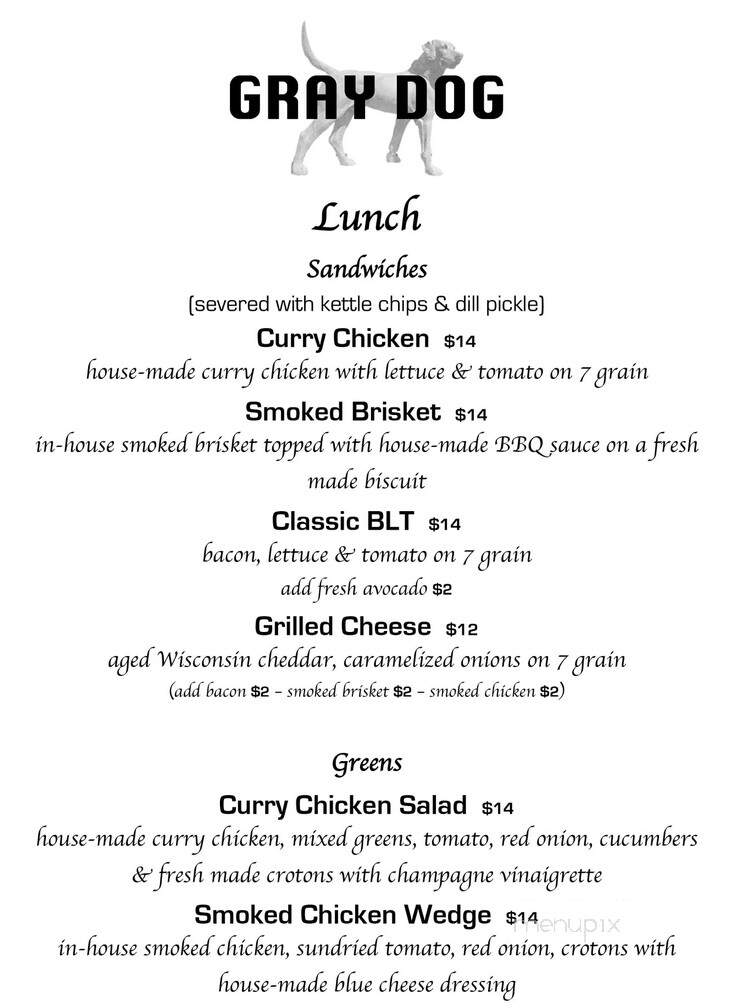 Gray Dog Deli - Mineral Point, WI menu_pic
