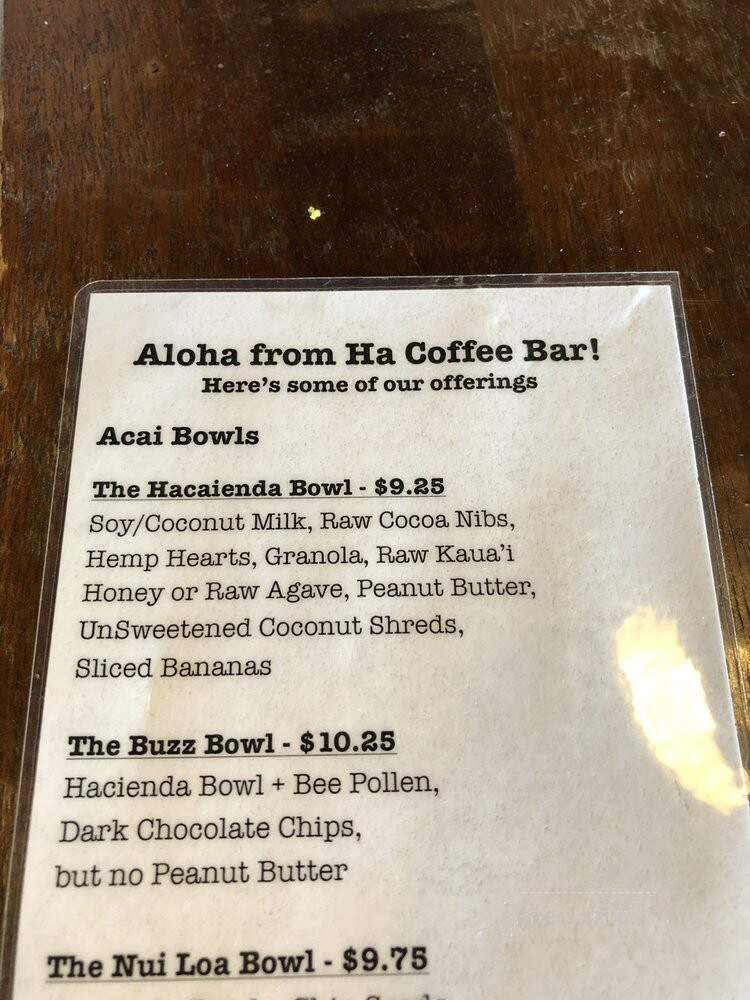 Ha Coffee Bar - Lihue, HI menu_pic