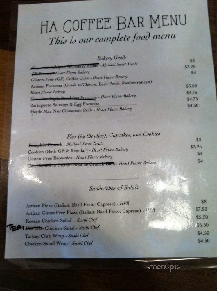 Ha Coffee Bar - Lihue, HI menu_pic