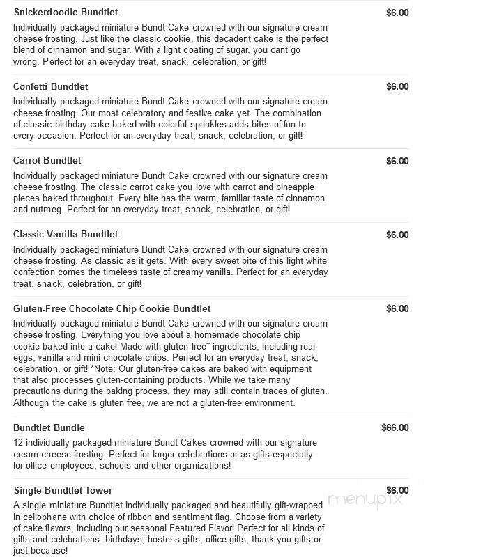 Nothing Bundt Cakes - Corpus Christi, TX menu_pic