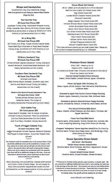29 Cooks - Emmaus, PA menu_pic