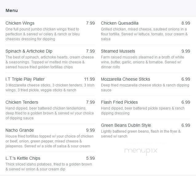 Irish Tavern - Waterford, MI menu_pic