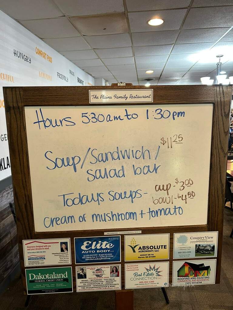 Plains Dining & Recreation Center - Huron, SD menu_pic