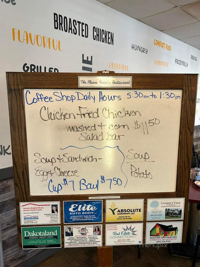 Plains Dining & Recreation Center - Huron, SD menu_pic