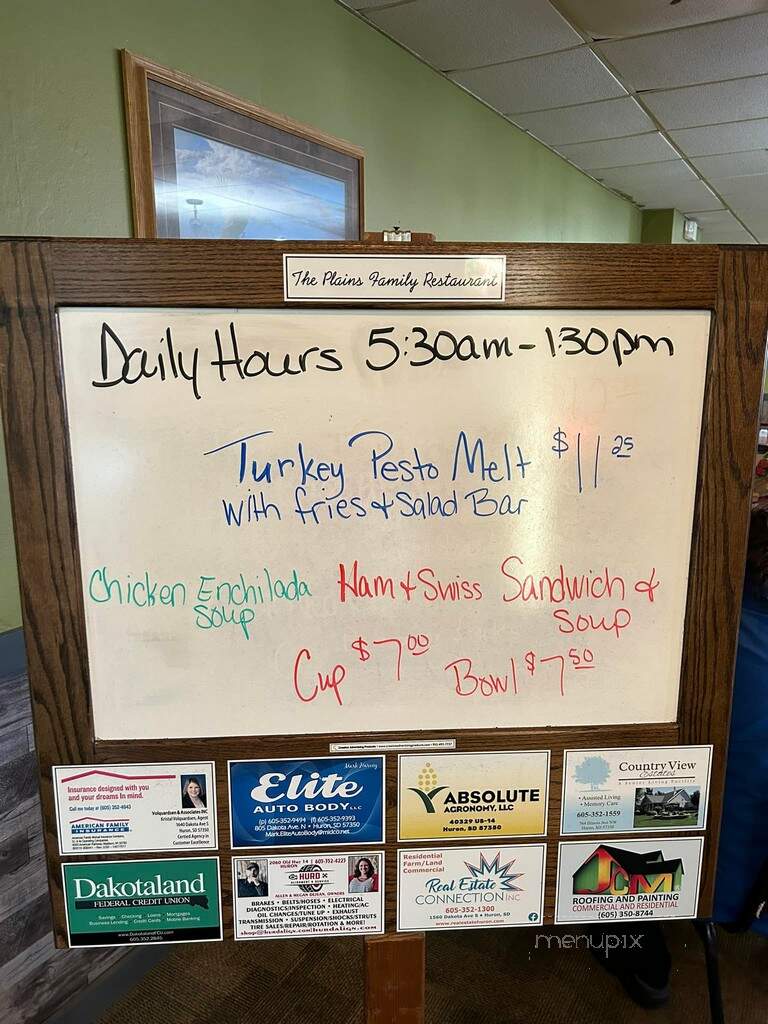 Plains Dining & Recreation Center - Huron, SD menu_pic