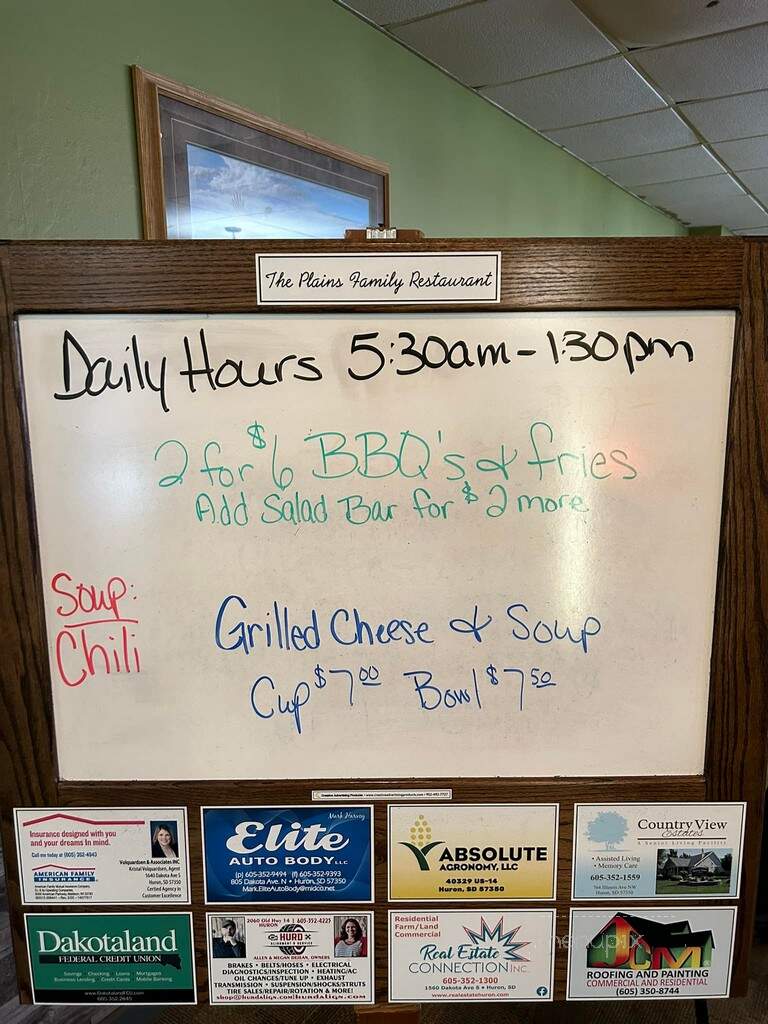 Plains Dining & Recreation Center - Huron, SD menu_pic