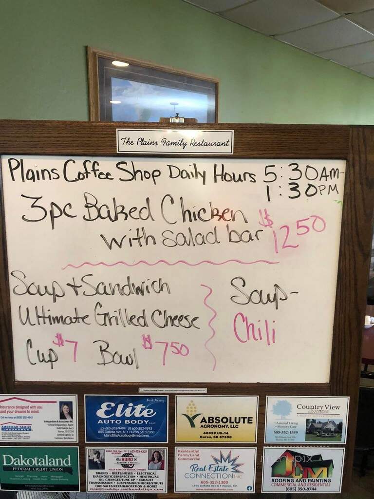 Plains Dining & Recreation Center - Huron, SD menu_pic