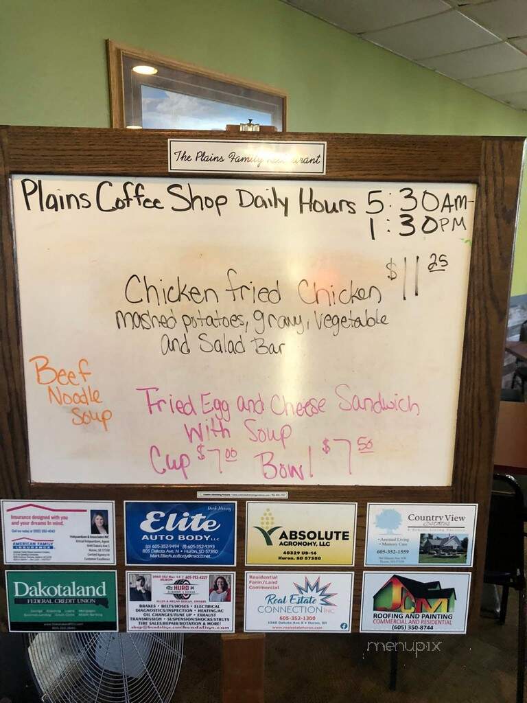 Plains Dining & Recreation Center - Huron, SD menu_pic