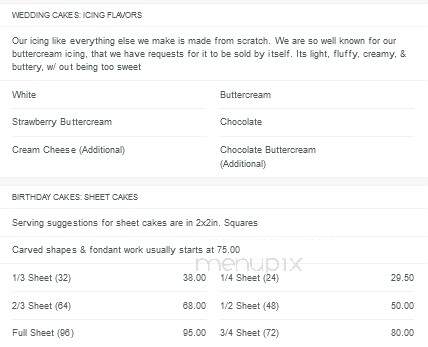 Mondelli's Bake Shop - Lexington, KY menu_pic