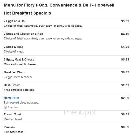 Flory's on the Run Mobil North & Taconic Deli - Hopewell Junction, NY menu_pic