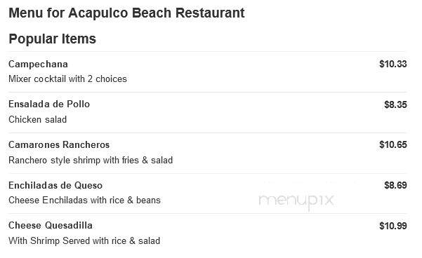 Acapulco Beach Restaurant - Fort Worth, TX menu_pic