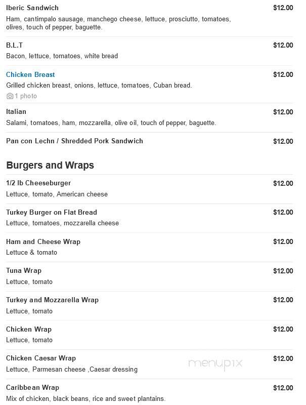 Ocean Delight Cafe - Miami, FL menu_pic