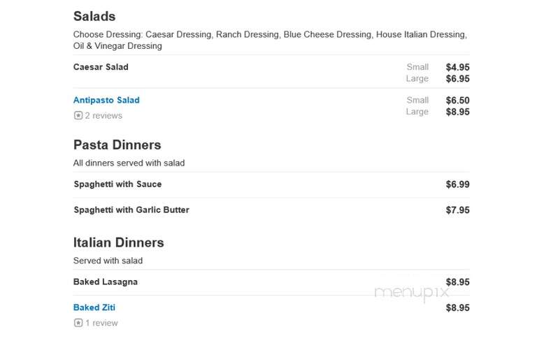 Villa Roma Italian Restaurant - Holiday, FL menu_pic