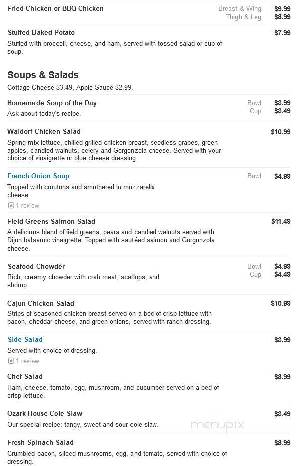 Ozark House Restaurant - Bloomington, IL menu_pic