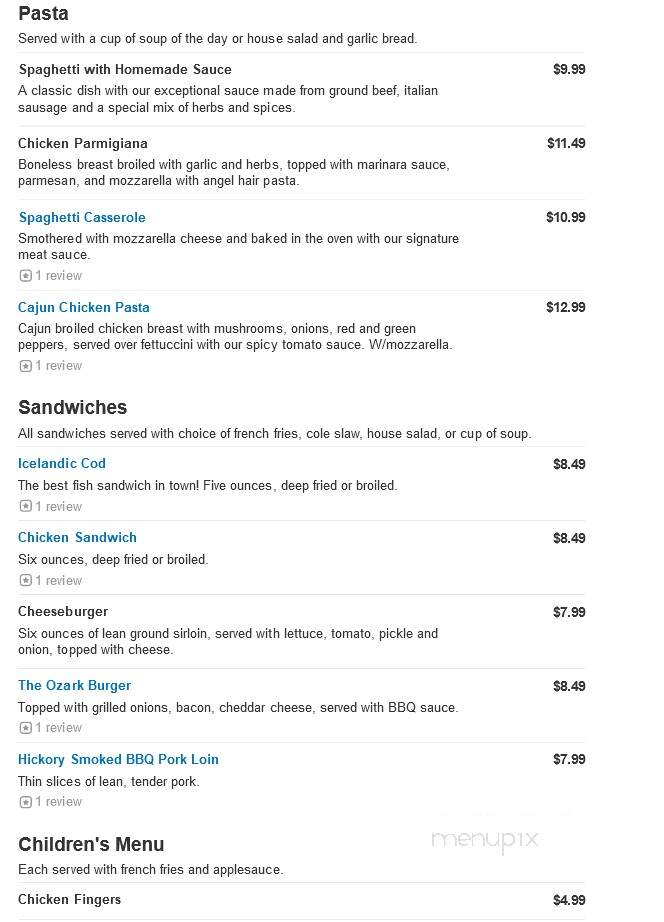 Ozark House Restaurant - Bloomington, IL menu_pic