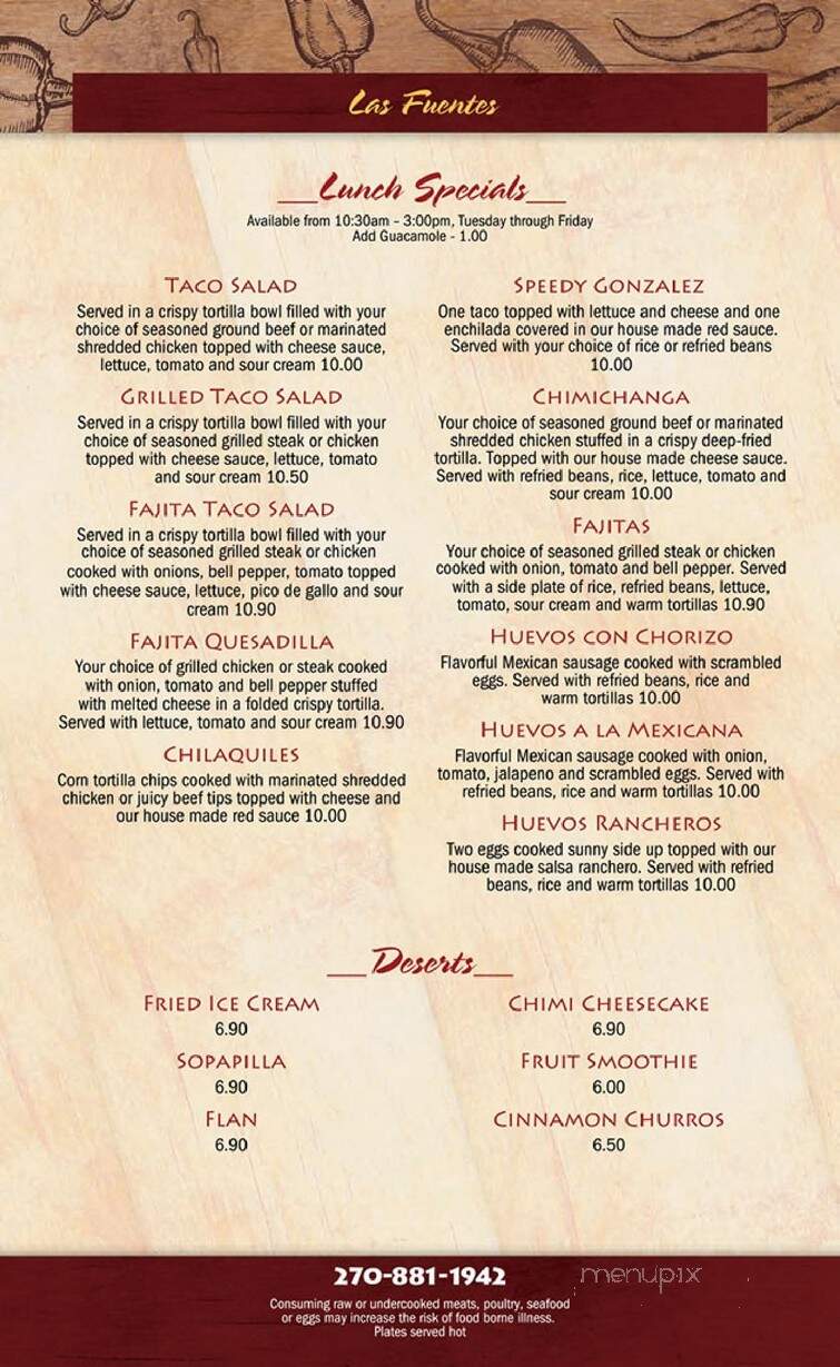 Las Fuentes - Hopkinsville, KY menu_pic