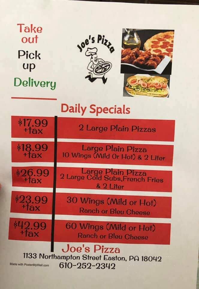 Joe's Pizza - Easton, PA menu_pic