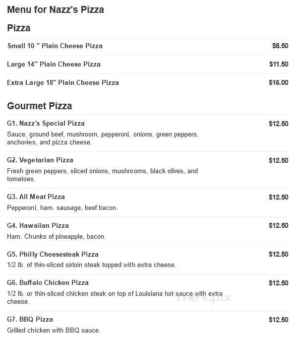 Nazz's Pizza - Chester, PA menu_pic