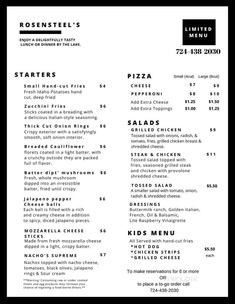 Rosenstell's Restaurant - Dunbar, PA menu_pic
