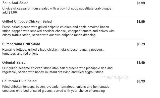 Cumberland Grill - Knoxville, TN menu_pic