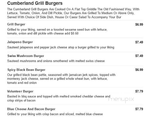 Cumberland Grill - Knoxville, TN menu_pic