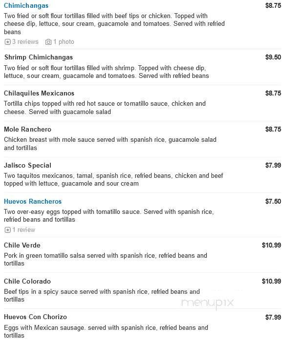 El Charro 4 - Harrisonburg, VA menu_pic