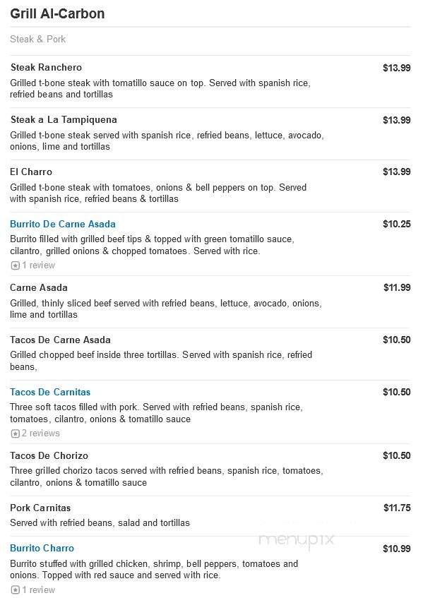 El Charro 4 - Harrisonburg, VA menu_pic