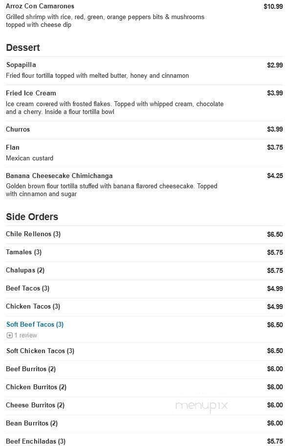 El Charro 4 - Harrisonburg, VA menu_pic