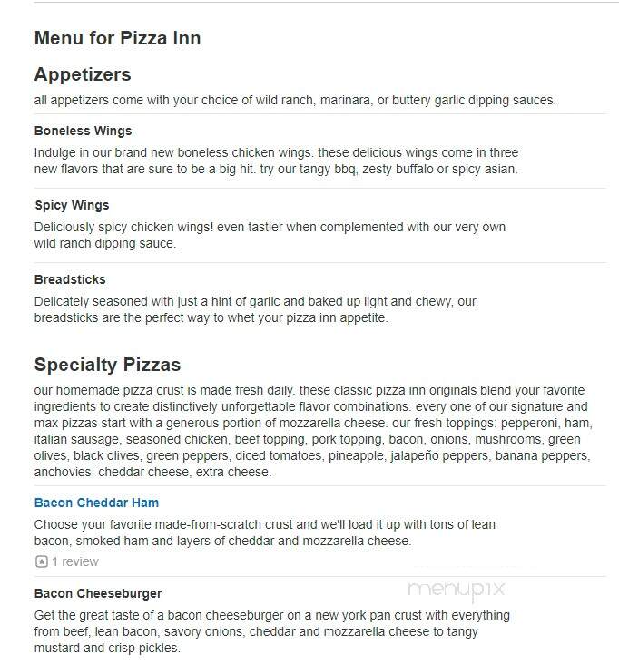 Pizza Inn - Paragould, AR menu_pic