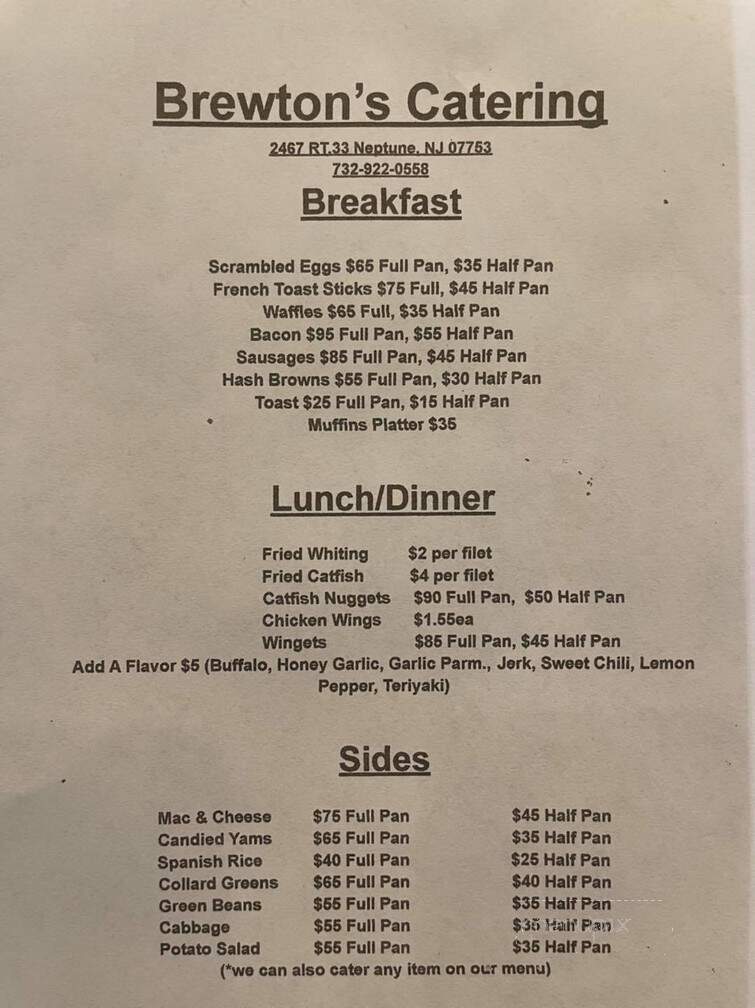 Brewton's Restaurant - Neptune City, NJ menu_pic