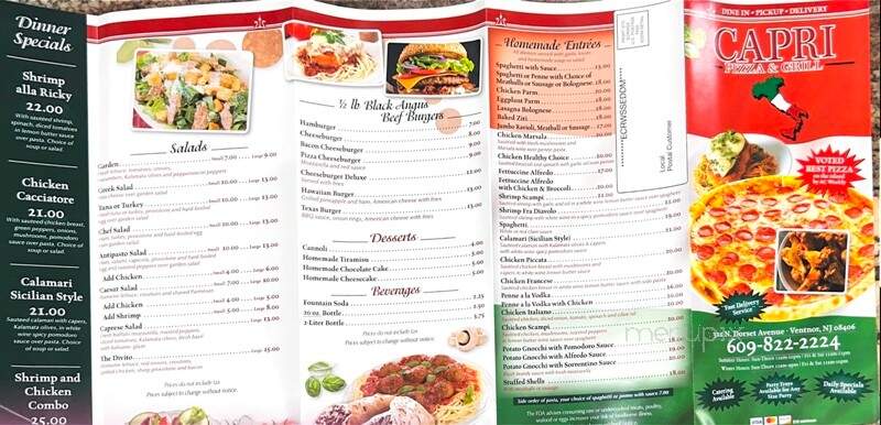 Capri Pizza - Ventnor City, NJ menu_pic