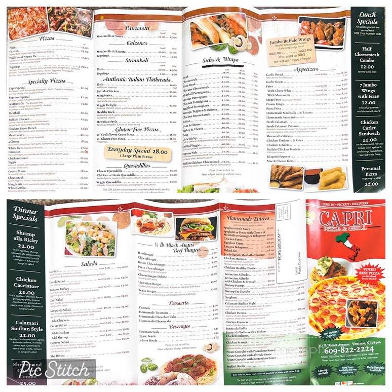 Capri Pizza - Ventnor City, NJ menu_pic