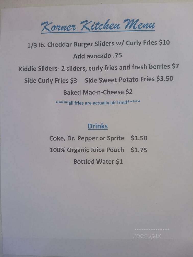 Korner Kitchen - Georgetown, TX menu_pic