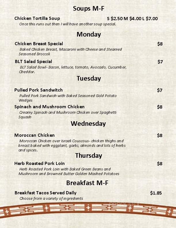 Korner Kitchen - Georgetown, TX menu_pic