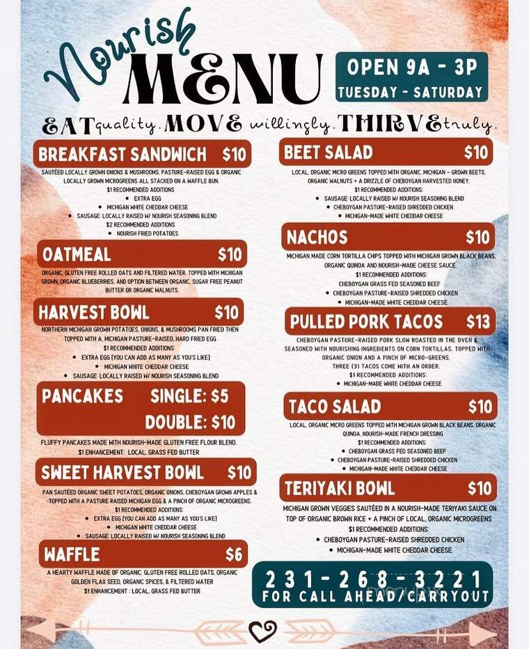 Nourish - Cheboygan, MI menu_pic