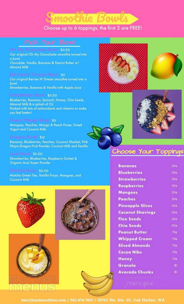 Berry Bay Smoothies - Oak Harbor, WA menu_pic