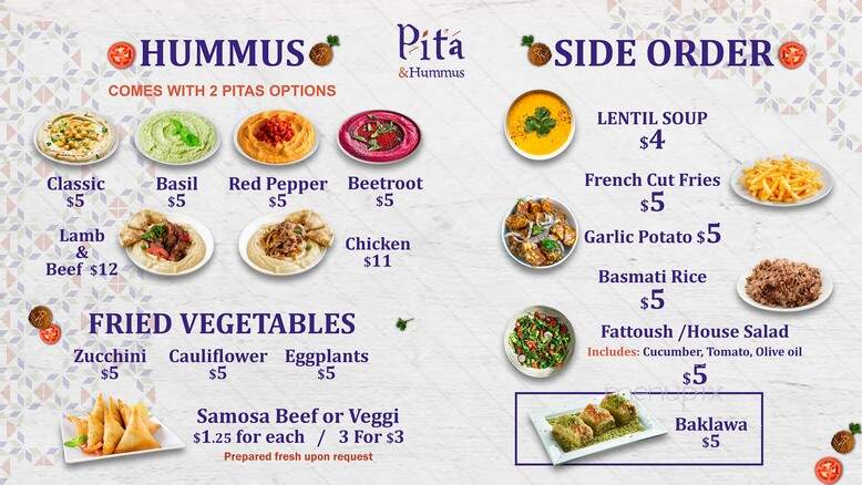 Pita and Hummus - Toronto, ON menu_pic