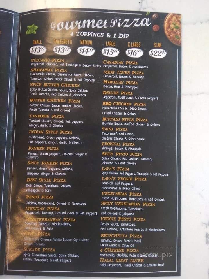 Lava Pizza - Burlington, ON menu_pic