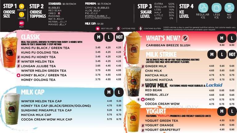 Kung Fu Tea - Bingham Farms, MI menu_pic
