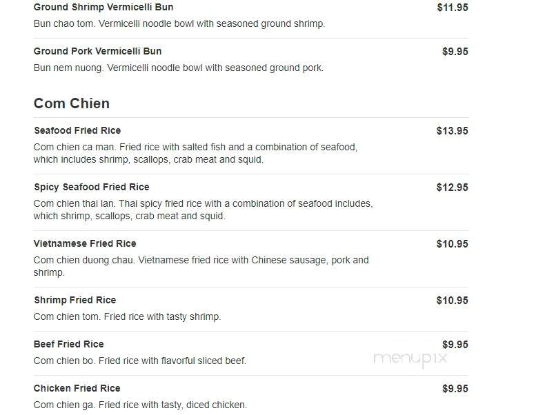 Pho Cali II - Niagara Falls, NY menu_pic