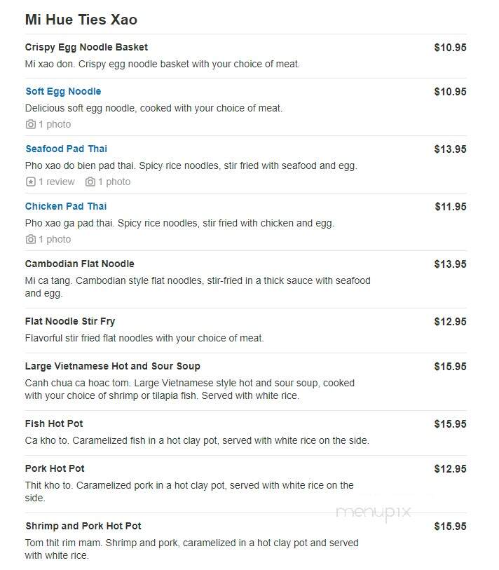 Pho Cali II - Niagara Falls, NY menu_pic