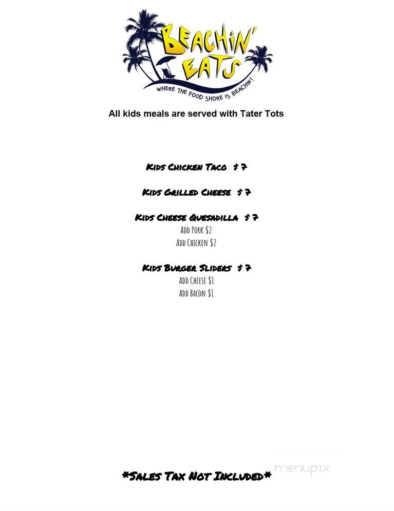 Beachin' Eats Food Truck & Catering - Gulf Shores, AL menu_pic