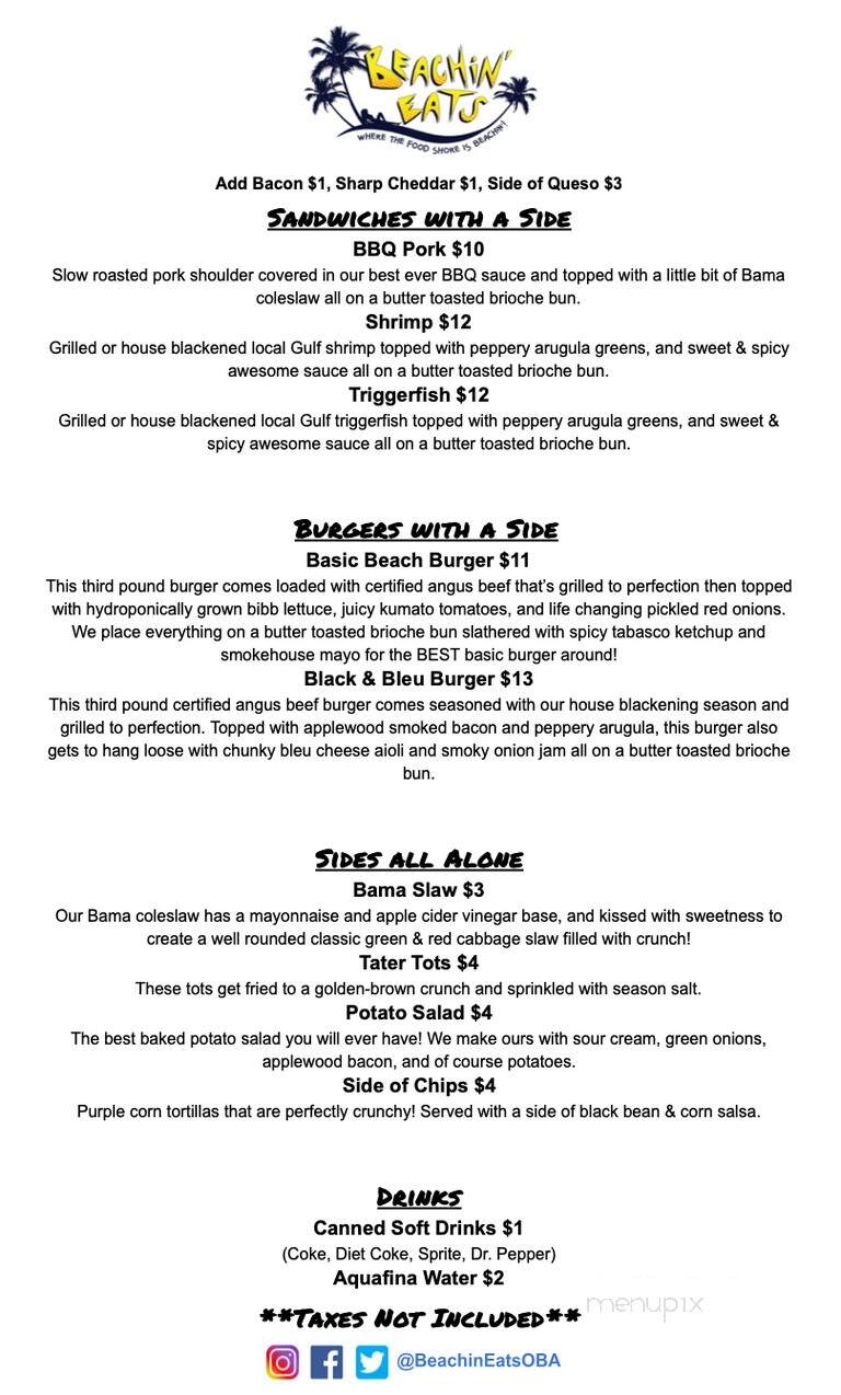 Beachin' Eats Food Truck & Catering - Gulf Shores, AL menu_pic