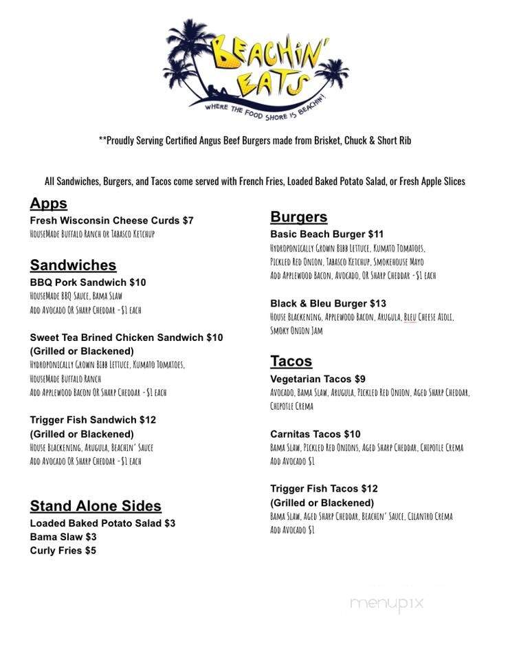 Beachin' Eats Food Truck & Catering - Gulf Shores, AL menu_pic