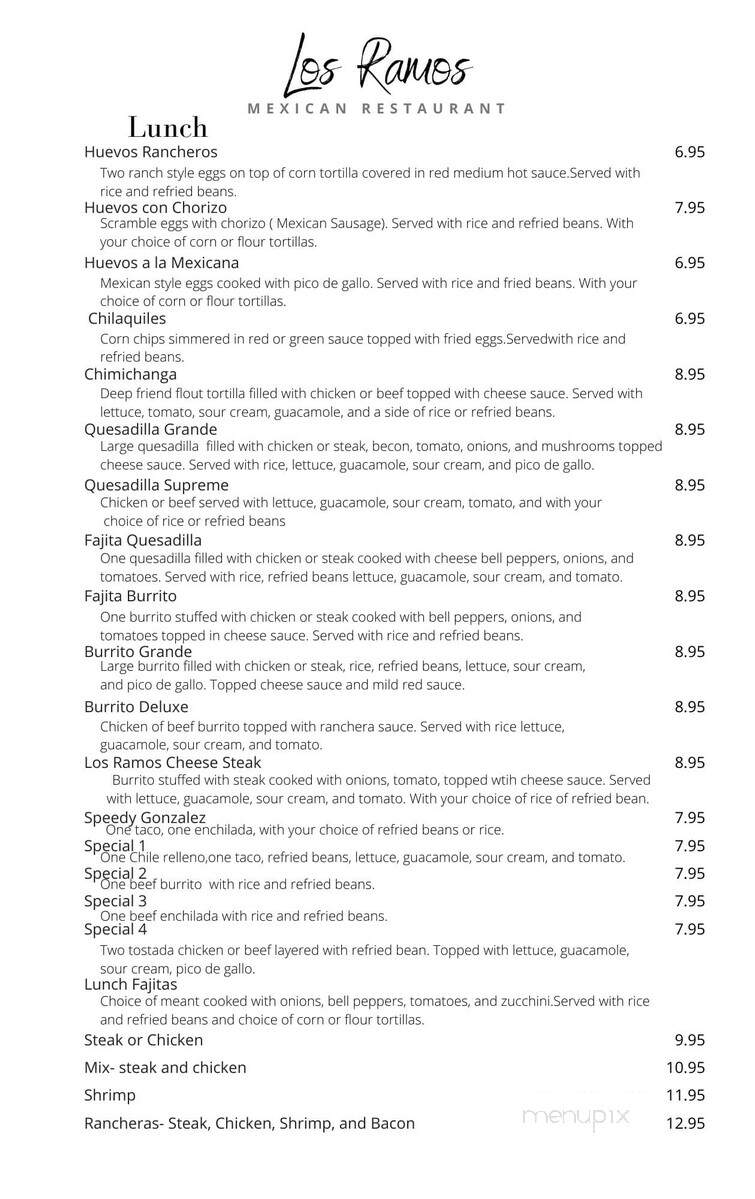 Los Ramos Mexican Restaurant - Waupun, WI menu_pic