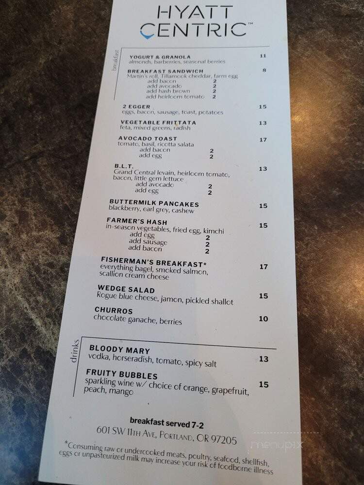 The Dining Room at the Hyatt Centric - Portland, OR menu_pic