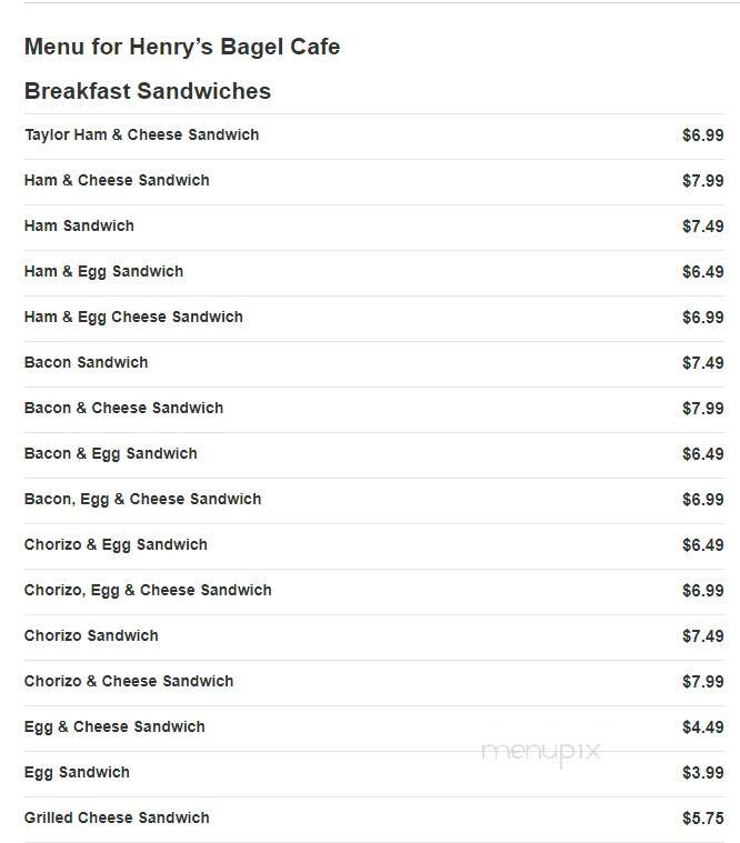 Henry's Bagel Cafe - Hillsdale, NJ menu_pic